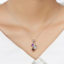 multi gemstone modern swirl pendant necklace in rhodium over sterling silver worn around the neck