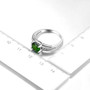 round chrome diopside and white zircon center design ring in rhodium over sterling silver shown for size comparison