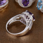 amethyst and diamond halo 14k white gold ring