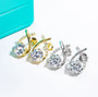 full view of moissanite half infinity drop earrings in 18k white gold over sterling silver