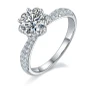full view of moissanite 6 5mm round womens wedding ring in rhodium over sterling silver