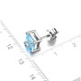 sky blue topaz 6mm square stud earrings in rhodium over sterling silver shown for size comparison