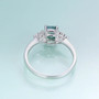 back view of moss agate and cubic zirconia ring in rhodium over sterling silver