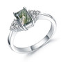 moss agate and cubic zirconia ring in rhodium over sterling silver