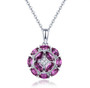 rhodolite garnet and white zircon cluster necklace in rhodium over sterling silver
