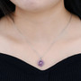 rhodolite garnet and white zircon cluster necklace in rhodium over sterling silver worn around the neck