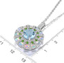 sky blue topaz opal chrome diopside and zircon cluster pendant necklace in rhodium over sterling silver shown for size comparison
