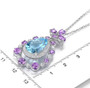 sky blue topaz amethyst and white zircon royal pendant necklace in rhodium over sterling silver shown for size comparison