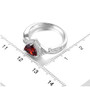 garnet or peridot trillion and white zircon halo ring in rhodium over sterling silver shown for size comparison