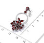 elegant garnet and white zircon articulating earrings in rhodium over sterling silver shown for size comparison