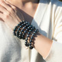black baroque tahitian pearl rhodium over sterling silver bracelet 8-10mm
