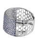 side view of natural tanzanite cuff bracelet in rhodium over sterling silver