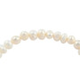close up of natural white freshwater pearl bolo bracelet in rhodium over sterling silver