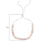 natural pink freshwater pearl bolo bracelet in rhodium over sterling silver shown for size comparison