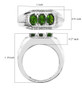 chrome diopside and white zircon mens three stone ring in rhodium over sterling silver shown for size comparison