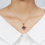 Red-garnet-cluster-rope-frame-silver-necklace-model-GGZ180