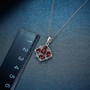 garnet roped cluster pendant necklace in rhodium over sterling silver shown for size comparison