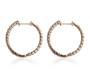 side view of natural champagne diamond 1 inch hoops in 10k rose gold