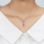 multi gemstone bar drop pendant necklace in rhodium over sterling silver worn around the neck
