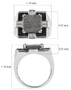 meteorite black spinel and white zircon mens ring in rhodium over sterling silver shown for size comparison