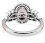 back view of pink apatite pink sapphire and white zircon ring in 18k rose gold and rhodium over sterling silver
