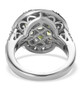 full view of natural peridot and white zircon cluster ring in rhodium over sterling silver