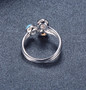 open view of ethiopian opal 3-stone open ring in rhodium over sterling silver