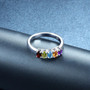 close up of multi gemstone 5-stone band ring in rhodium over sterling silver