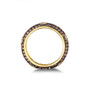 side view of multi color cubic zirconia band ring in 18k yellow gold over sterling silver