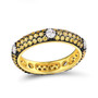 multi color cubic zirconia band ring in 18k yellow gold over sterling silver