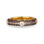 front view of multi color cubic zirconia band ring in 18k yellow gold over sterling silver