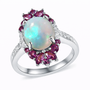 ethiopian opal rhodolite garnet and zircon 18k yellow gold over sterling silver ring