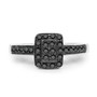 rectangular black diamond cluster ring with diamond shoulders