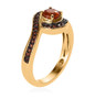 side view of orange kyanite and brown zircon in 18k yellow gold over sterling silver