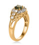 side view of green apatite and white zircon openwork ring in 18k yellow gold over sterling silver