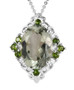 prasiolite and chrome diopside pendant necklace in rhodium over sterling silver