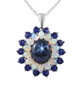 blue star sapphire sapphire and opal pendant necklace in rhodium over sterling silver