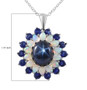 blue star sapphire sapphire and opal pendant necklace in rhodium over sterling silver shown for size comparison