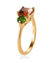 side view of madeira citrine and chrome diopside trilogy ring in 18k yellow gold over sterling silver