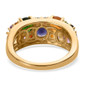 full view of multi gemstone band ring in 18k yellow gold over sterling silver
