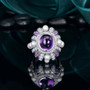 amethyst and freshwater pearl diamond 14k white gold cocktail ring front studio
