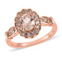 morganite and white zircon womens wedding ring in 18k rose gold over sterling silver