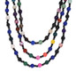 multi agate and black spinel beaded strand necklace front
