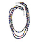 agate and black spinel beaded triple strand necklace in rhodium over sterling silver 18"