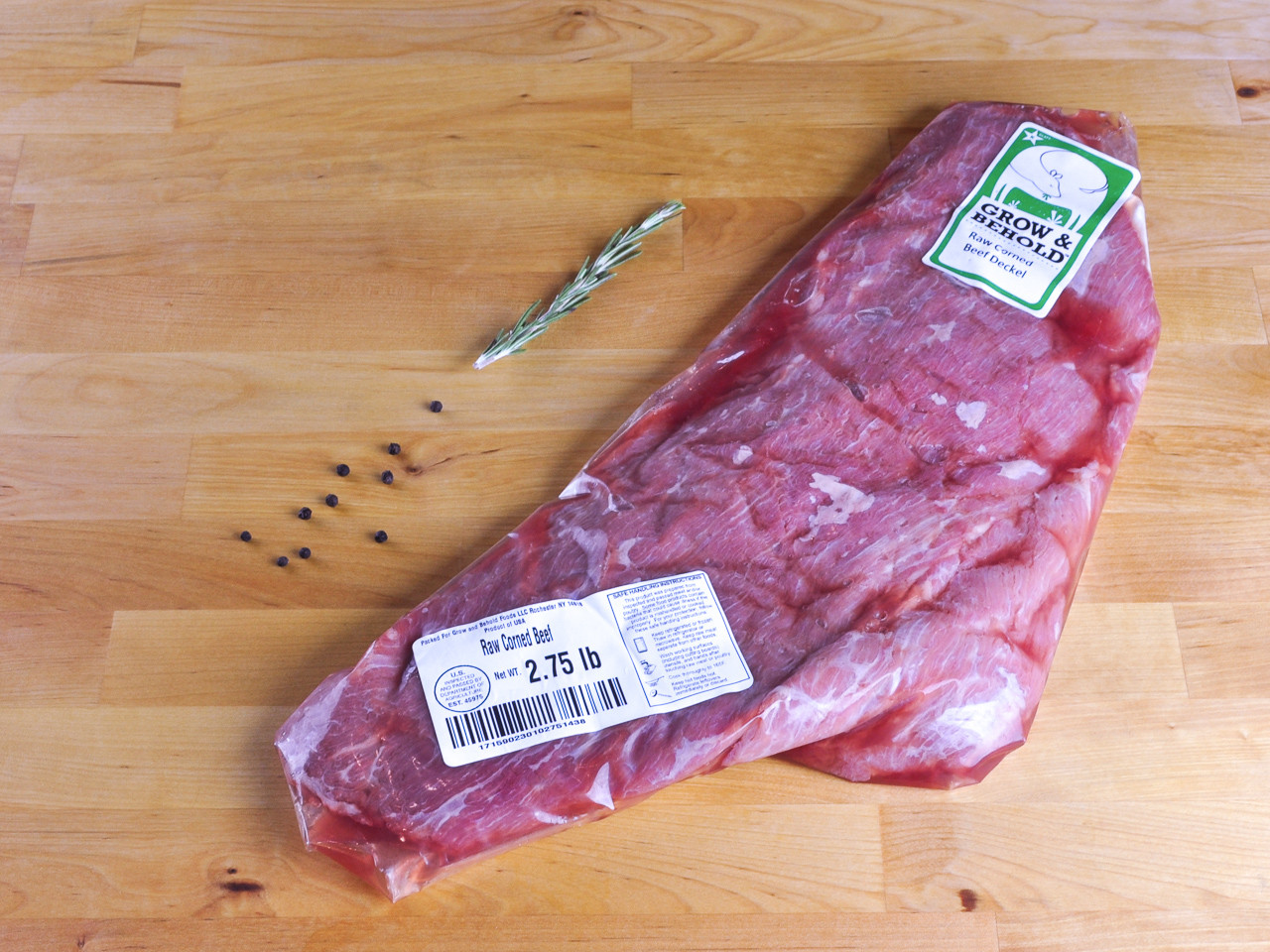 Raw Kosher Corned Beef (Whole Slab) Grow & Behold Kosher Pastured Meats