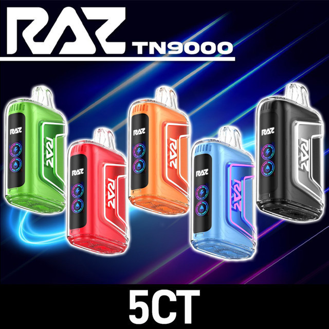 RAZ TN9000 5% Nicotine vape device 9k puffs 12ML 5CT display pack