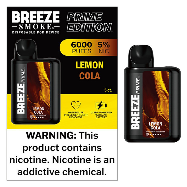 BREEZE SMOKE - PRIME EDITION - 6000 PUFFS - 5% NIC - DISPOSABLE VAPE