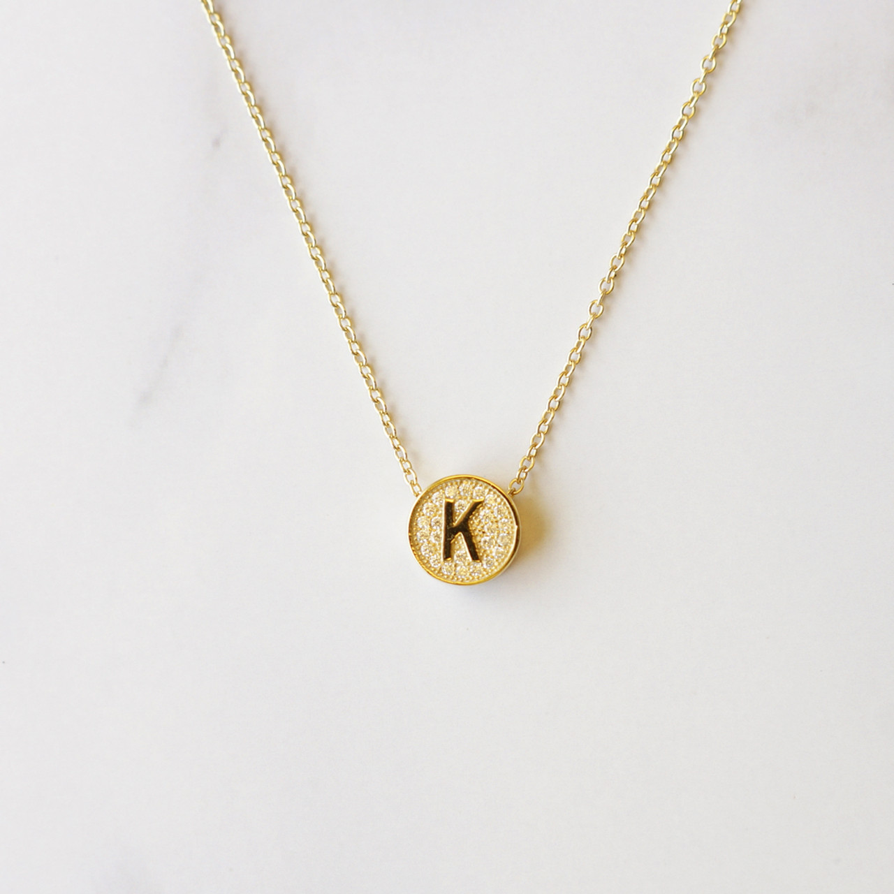 Diamond Letter K Necklace (Gold) | Letter k necklace, K necklace, Gold initial  pendant