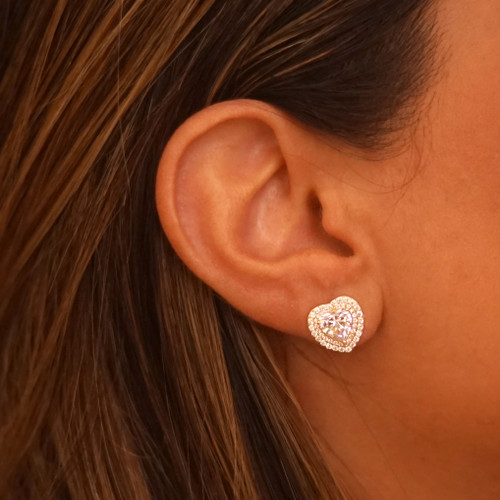 HEART SHAPED ZIRCONIA EARRINGS