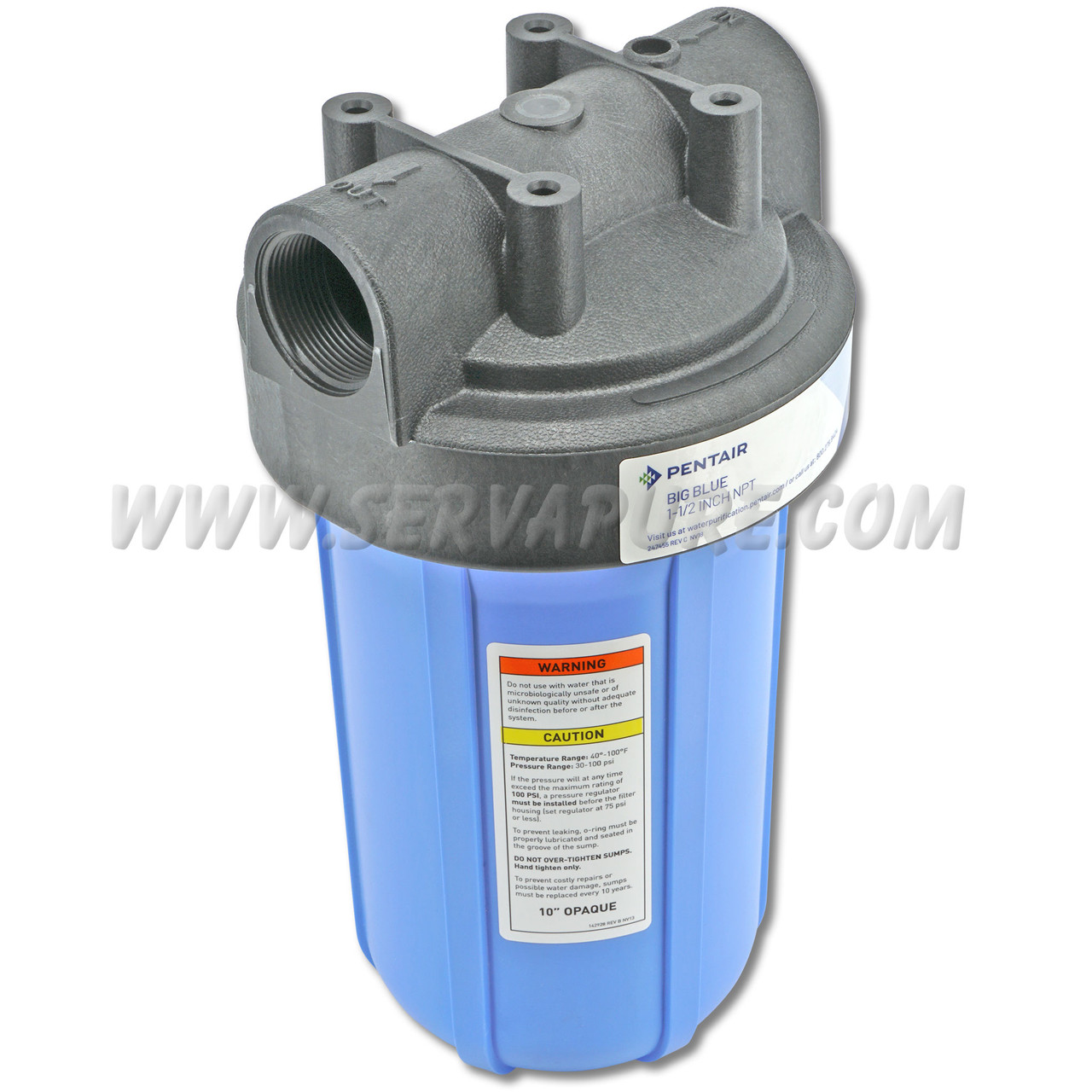 Pentek 150240, Big Blue, 1-1/2" In/Out, 10" Blue/Black, HFPP, No